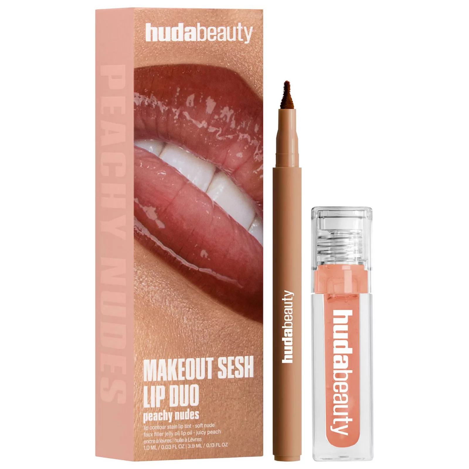 HUDA BEAUTY Make Out Sesh Lip Stain and Lip Gloss Duos, Peachy Nude | Kohl's