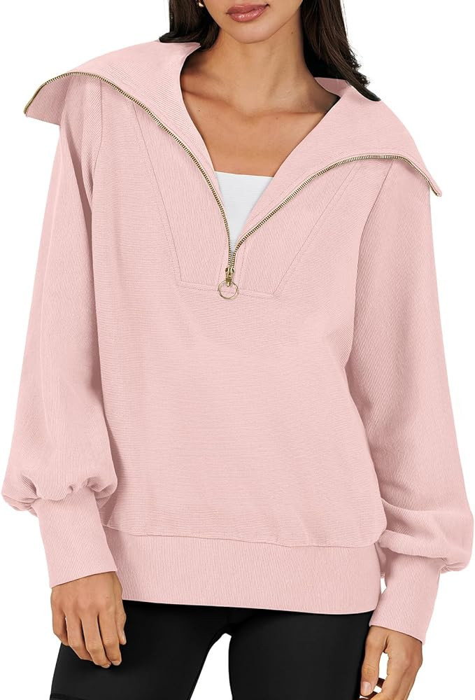 ANRABESS Womens 2023 Fall Fashion Oversized Quarter Zip Pullover Sweatshirts Hoodie for Teen Girl... | Amazon (US)