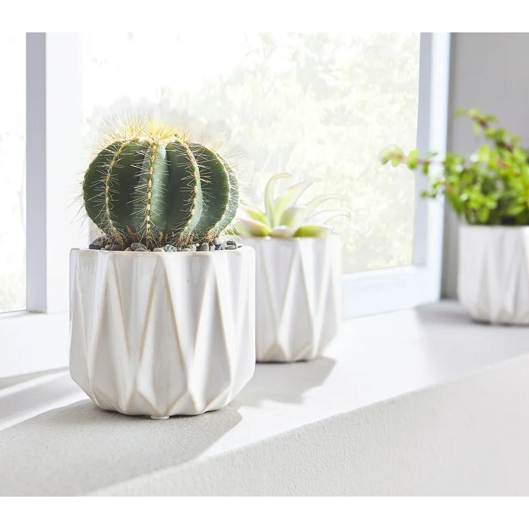 Better Homes & Gardens Pottery 5" Devi Round Ceramic Planter, White | Walmart (US)