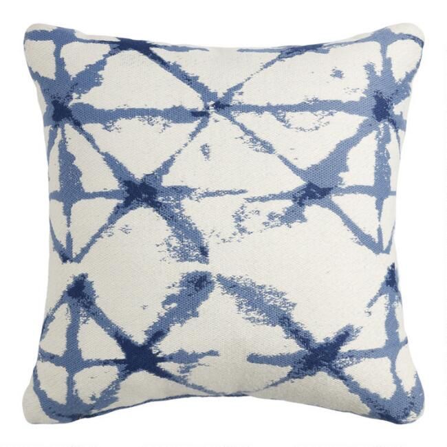 White And Indigo Blue Shibori Jacquard Throw Pillow | World Market