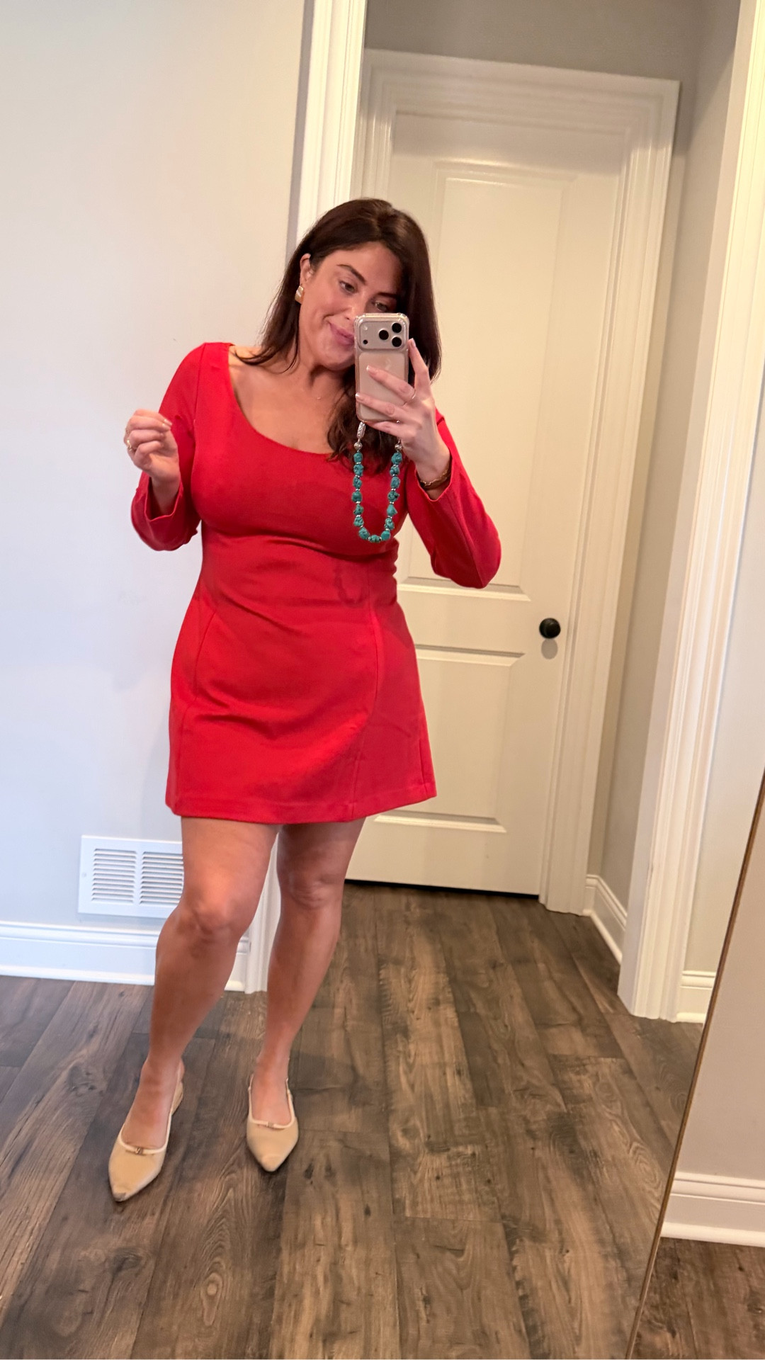 The red version of follower favorite easy to wear Spanx dress. I’m 5’9, in XL (true size.) has bra strap tab to hold straps in place - so cute for holiday! A nice bright red. XS - 3X. Grab it while it’s on sale! #LTKFALL

#LTKSaleAlert #LTKHoliday #LTKSeasonal