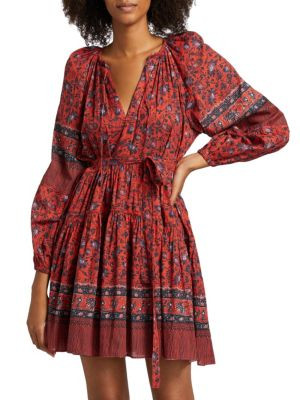 Abri Floral Cotton-Blend Tie-Waist Minidress | Saks Fifth Avenue OFF 5TH