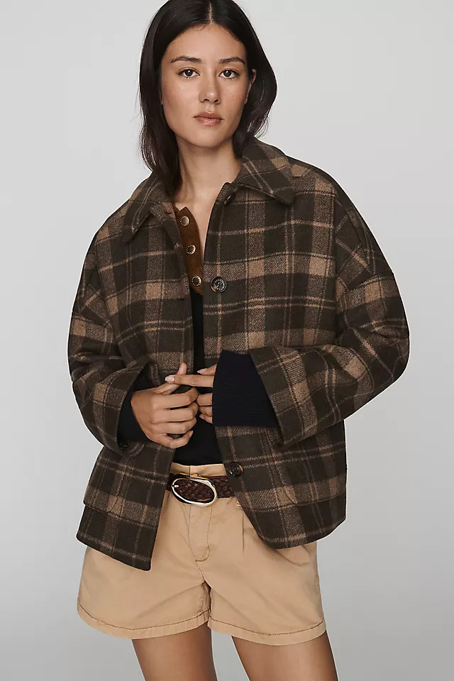 Barbour Myla Checked Wool-Blend Jacket | Anthropologie (US)