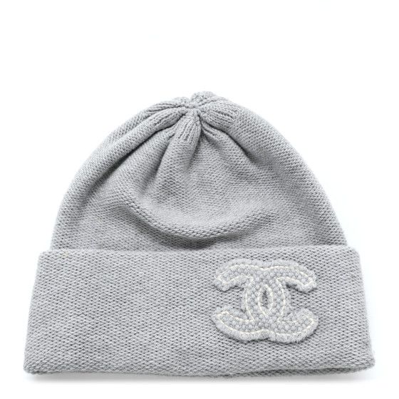 Chanel Cashmere CC Beanie Hat Grey | FASHIONPHILE (US)