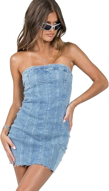 Princess Polly Women's Houser Mini Dress Denim | Amazon (US)