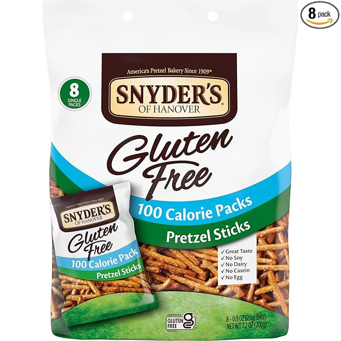 Snyder's of Hanover Gluten Free Pretzel Sticks, 100 Calorie Individual Packs, 8 Ct | Amazon (US)
