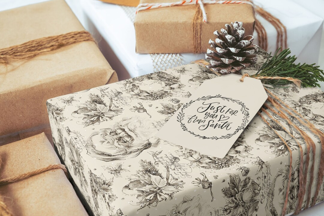 Vintage Christmas Wrapping Paper Sheets, Santa Wrapping Paper Roll, 5 sheets per Set 20" x 29" | Etsy (US)