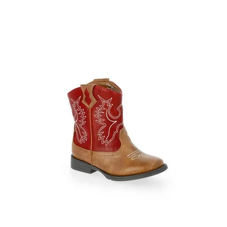 Wonder Nation Toddler Boys Faux Leather Western Boots | Walmart (US)