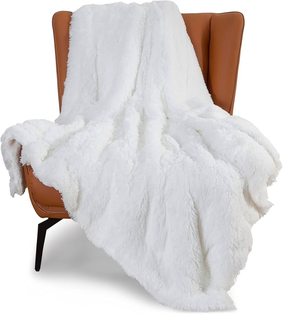 BEDSURE Soft Faux Fur Throw Blanket White - Fuzzy Fluffy Cozy Warm Plush Furry Decorative Comfy S... | Amazon (US)