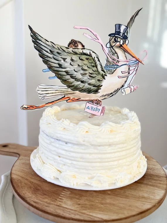 Stork Cake Topper/vintage Image Cake Topper/baby Shower/its a - Etsy | Etsy (US)