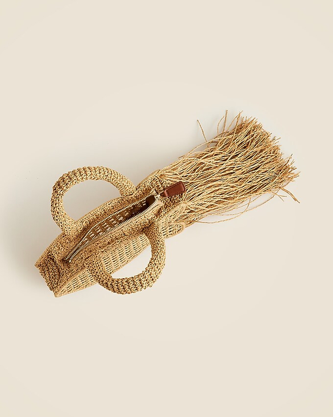 Handknotted raffia fish bag with straw fringe | J. Crew US