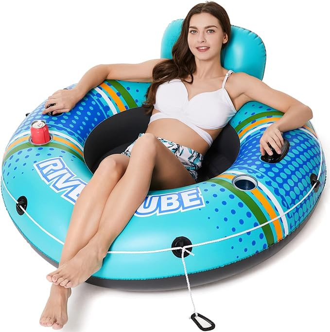 Jasonwell Inflatable River Tube Float - Heavy Duty River Float Pool Floats Lake Premium Water Tubes for Floating Recreational River Raft Lounge Floaties with 2 Cup Holders for Adult | Amazon (US)