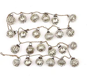Creative Co-Op Embossed Mercury Glass Ornamental Garland, 72 Inch, Antique Silver | Amazon (US)