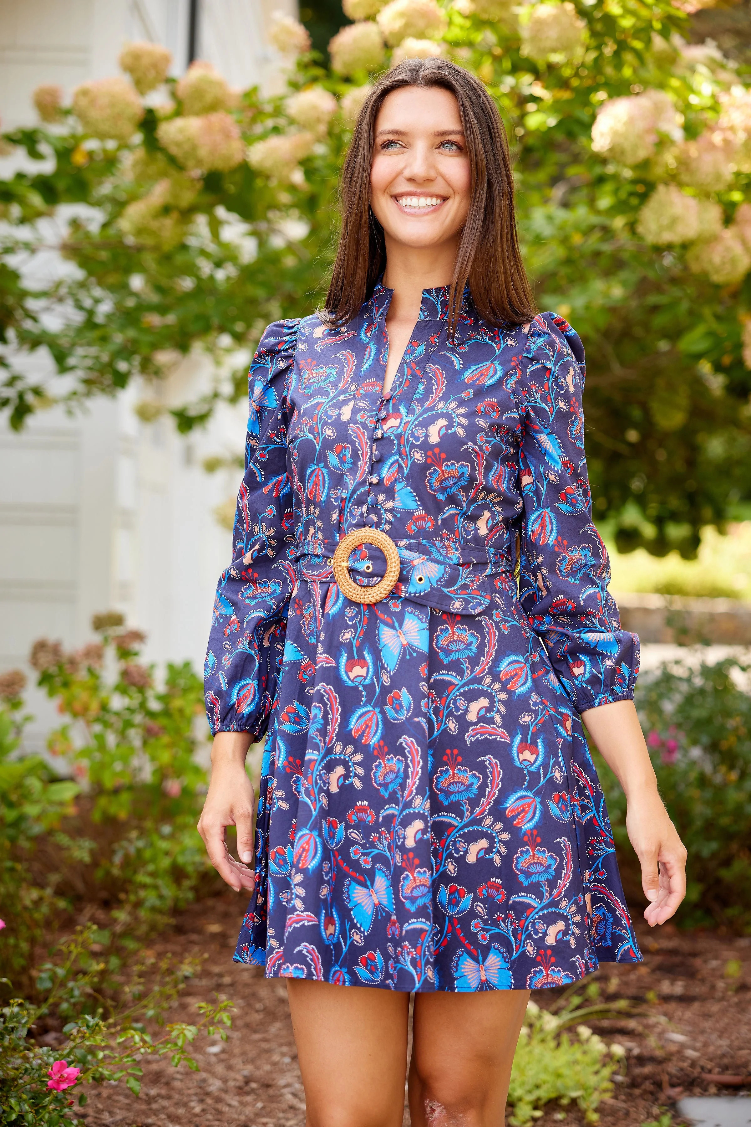 Aztec Floral Belted Long Sleeve Tunic Dress | Sail to Sable