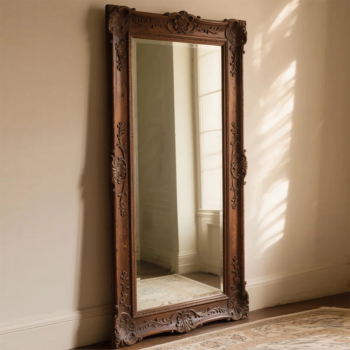 French-Style Vintage Engraved Rectangular High-Definition Full-Length Mirror | Wayfair North America