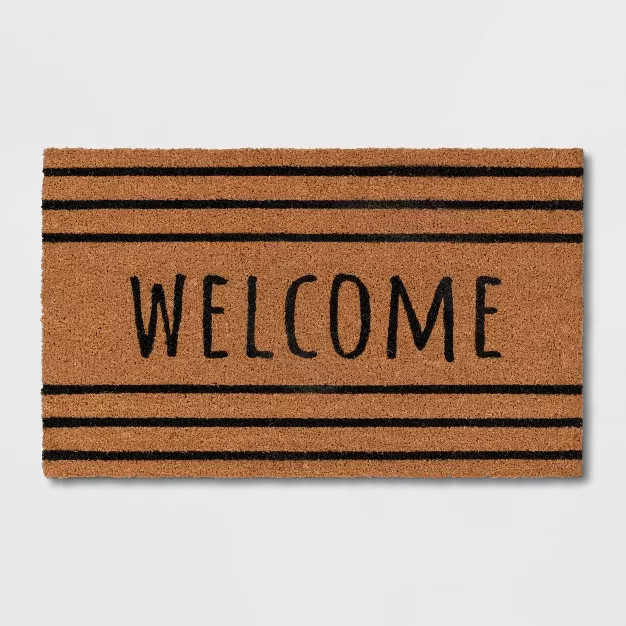 1'6" x 2'6" Outdoor Stripe Welcome Door Mat Black - Threshold™ | Target