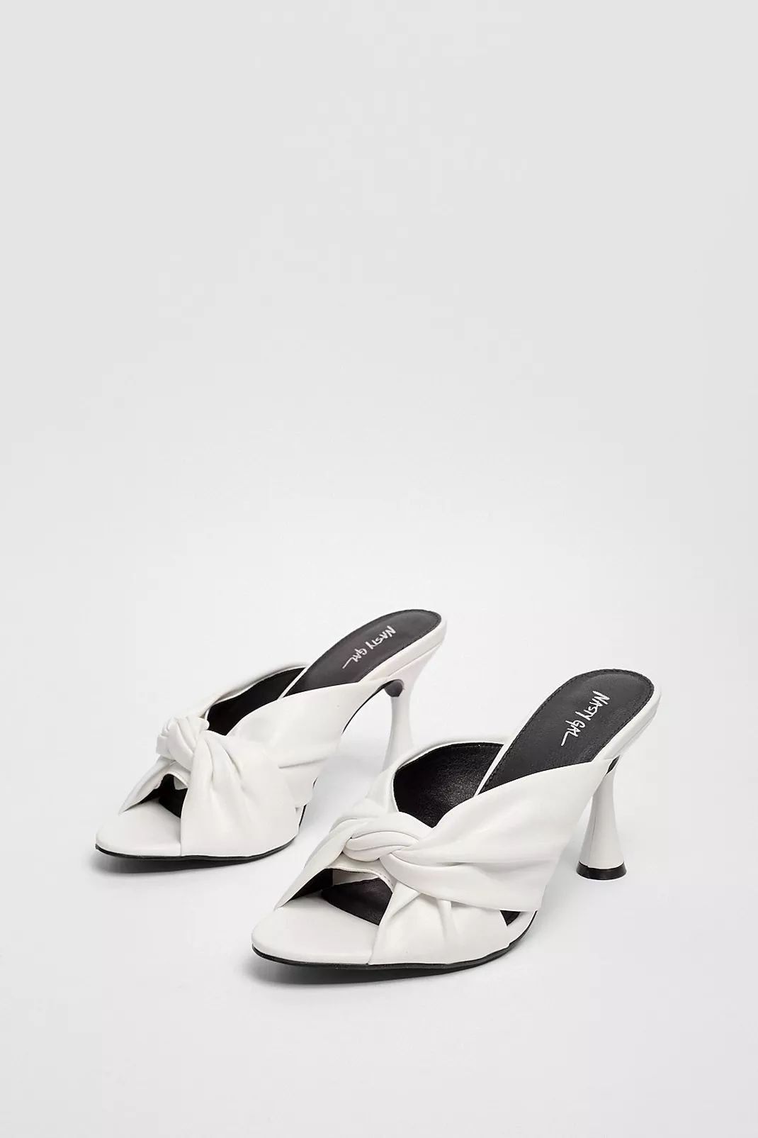 Faux Leather Twisted Stiletto Heeled Mules | Nasty Gal (US)