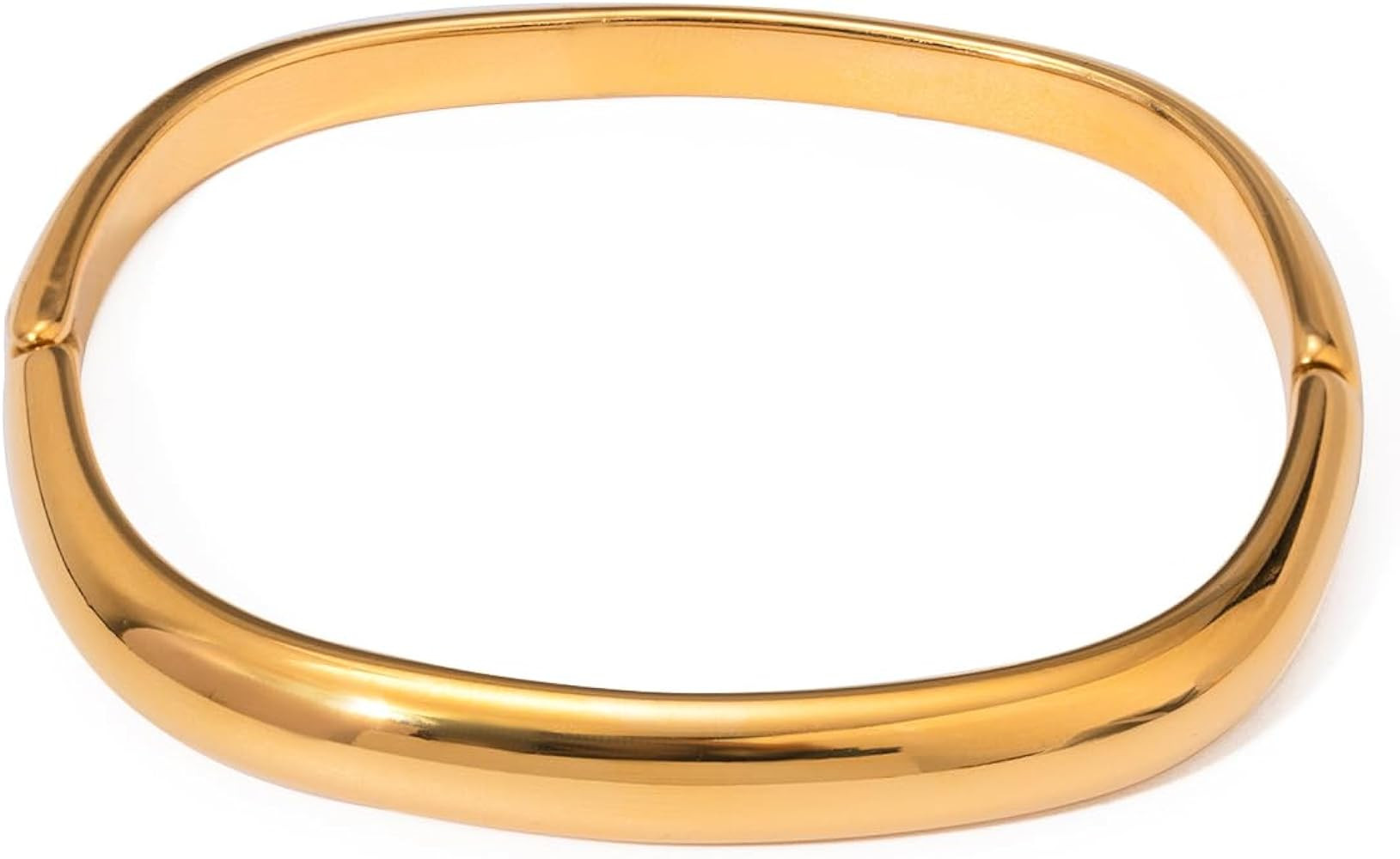 Women Stainless Steel 18K Gold Plated Rectangular Bangle,Gold Silver 2 Colors 316L Stainless Stee... | Amazon (US)