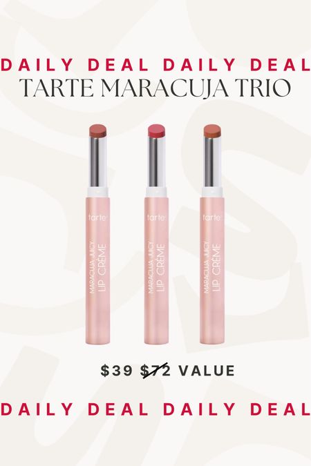 Tarte Maracuja Trio on sale! You know I love the maracuja lip, get 3 for such a good deal! 

Daily deals, Tarte maracuja, hsn, beauty find, Tarte sale, 

#LTKsalealert #LTKstyletip #LTKbeauty