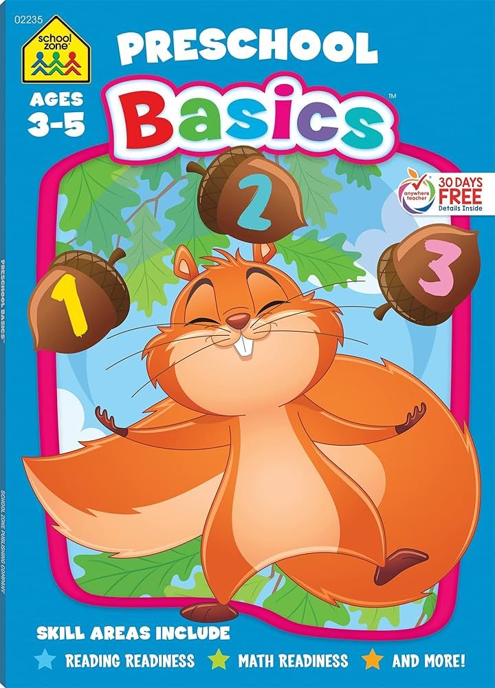 School Zone - Preschool Basics Workbook - 64 Pages, Ages 3 to 5, Colors, Numbers, Counting, Match... | Amazon (US)
