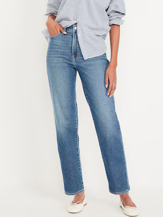 High-Waisted Built-In Warm OG Straight Ankle Jeans | Old Navy (US)