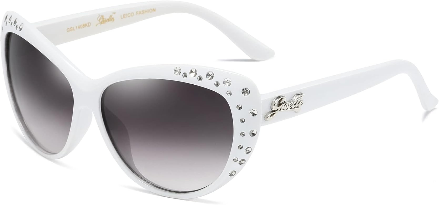 Giselle Cute Kids Retro Cat Eye Rhinestone Sunglasses for Teen Girls and Children Age 6-14 | Amazon (US)