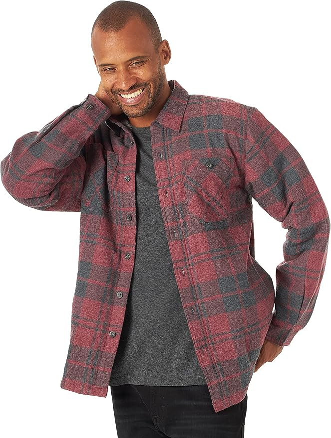 Wrangler Authentics Men's Long Sleeve Sherpa Lined Shirt Jacket | Amazon (US)