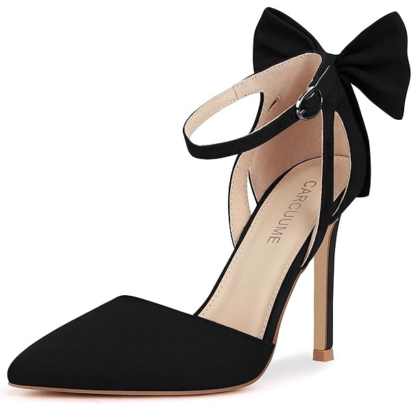 Fashare Womens High Heels Bow Tie Back Sexy Stiletto Ankle Strap Wedding Dress Pumps Shoes | Amazon (US)