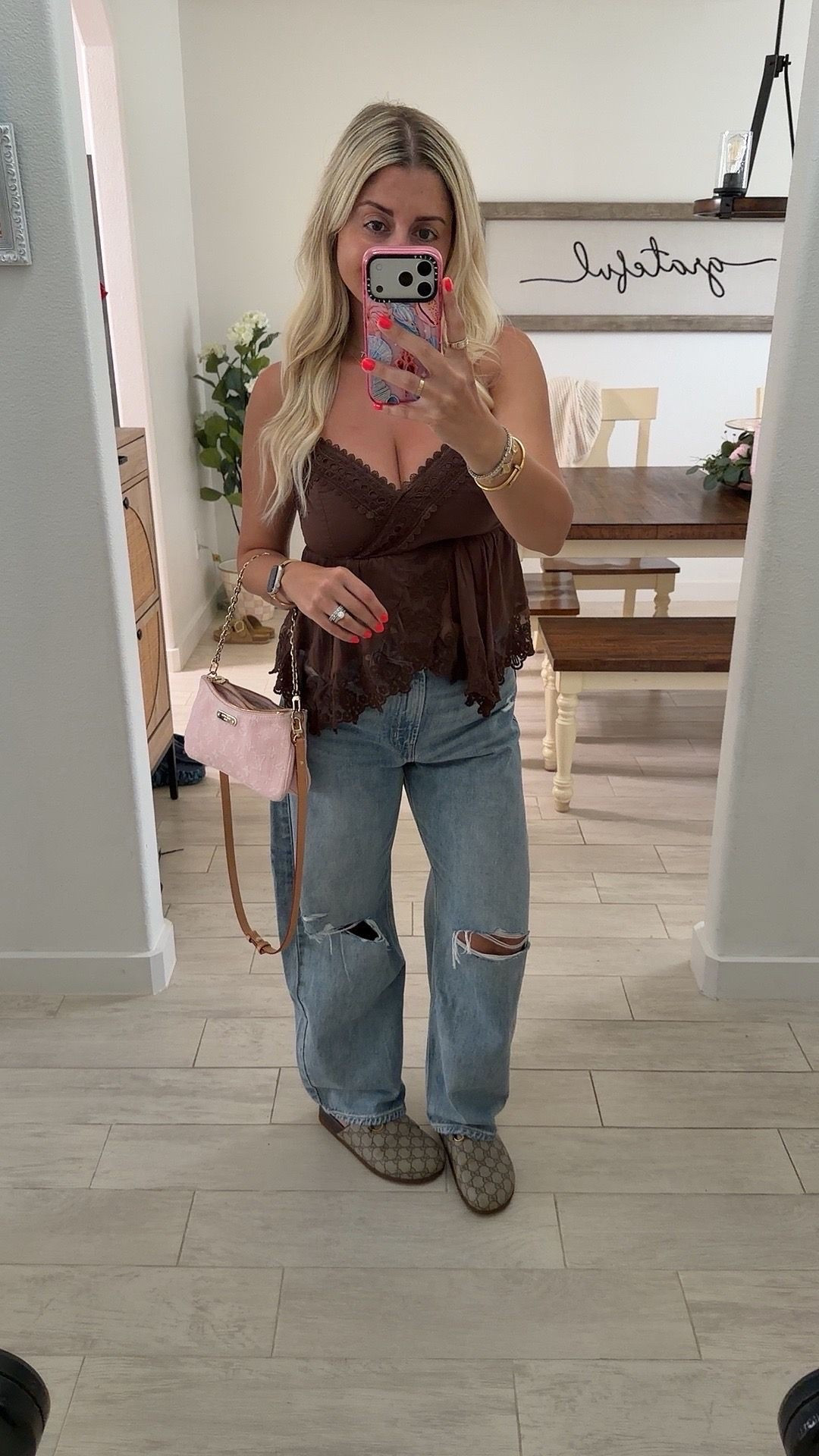 Date night outfit 
Small top
Barrel jeans 27
Gucci clogs tts

#LTKootd
