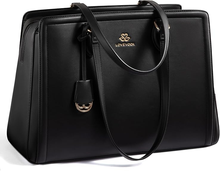 LOVEVOOK Laptop Bag for Women, Large Capacity Leather Computer Tote Bag, Waterproof Work Bags, Gr... | Amazon (US)