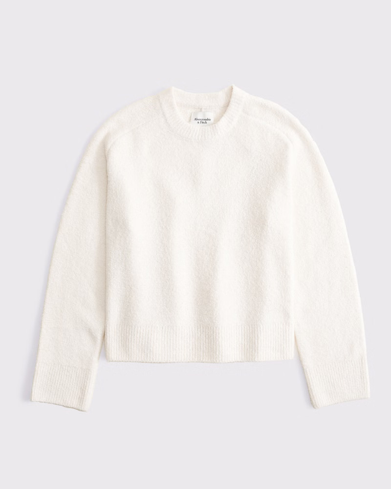 Abercrombie & Fitch Women's The A&F Madeline Boucle Crew Sweater in Cream - Size M | Abercrombie & Fitch (US)