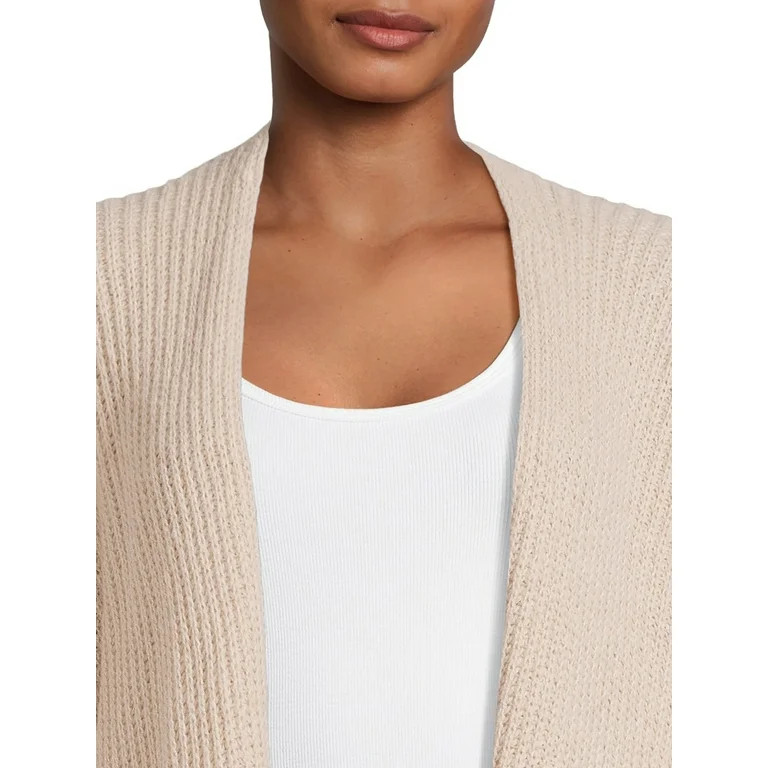 Time and Tru Women's Ribbed Sweater Cape with Pockets, Tan - Walmart.com | Walmart (US)