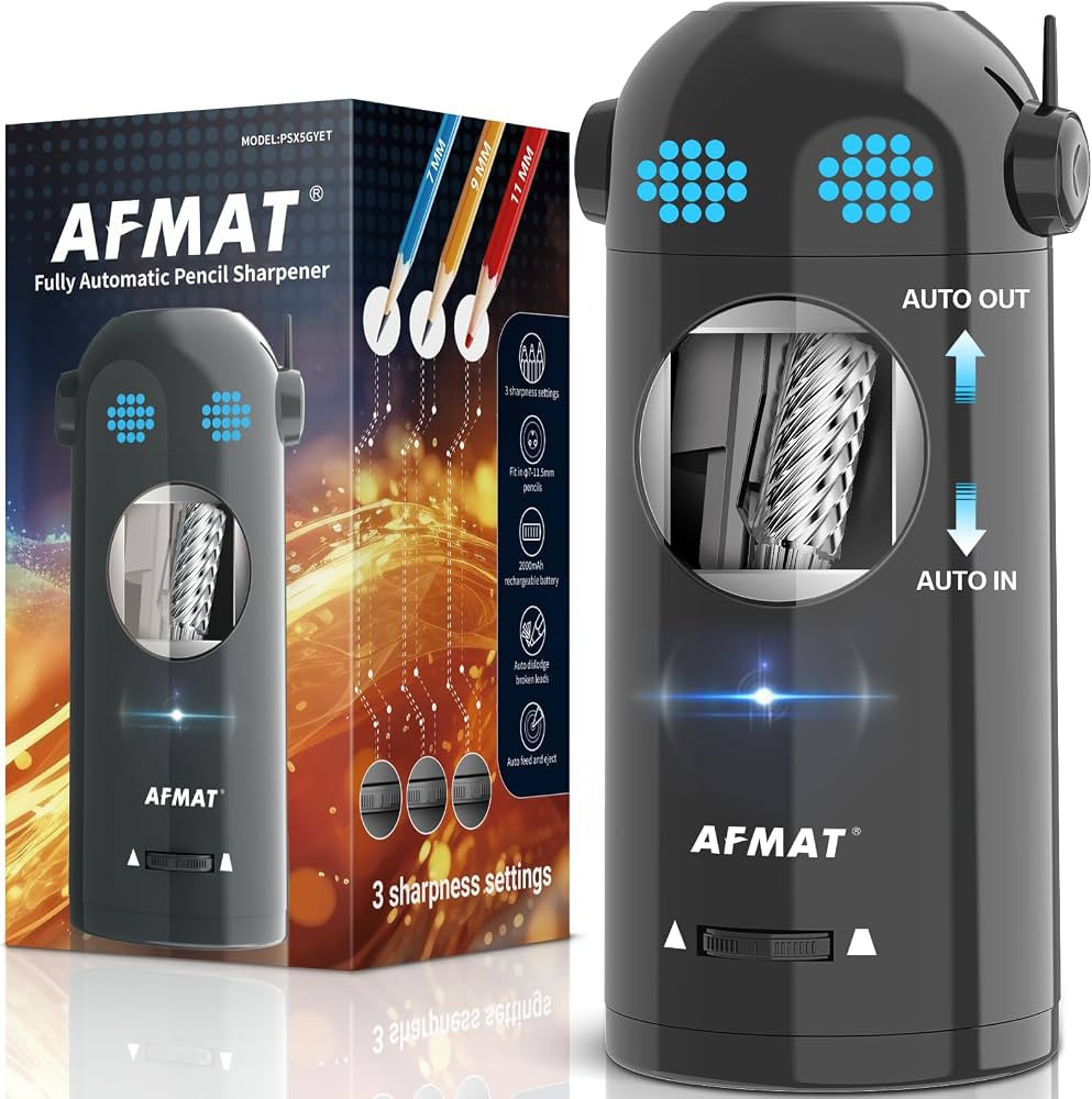 AFMAT Electric Pencil Sharpener, Robot Pencil Sharpener for Colored Pencils 7-11.5mm, Auto in & O... | Amazon (US)
