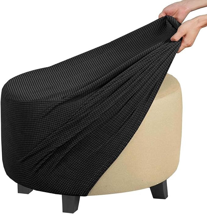 Ottoman Cover Round, Stretch Ottoman Cover Ottoman Slipcovers Furniture Protector for Footrest Fo... | Amazon (US)