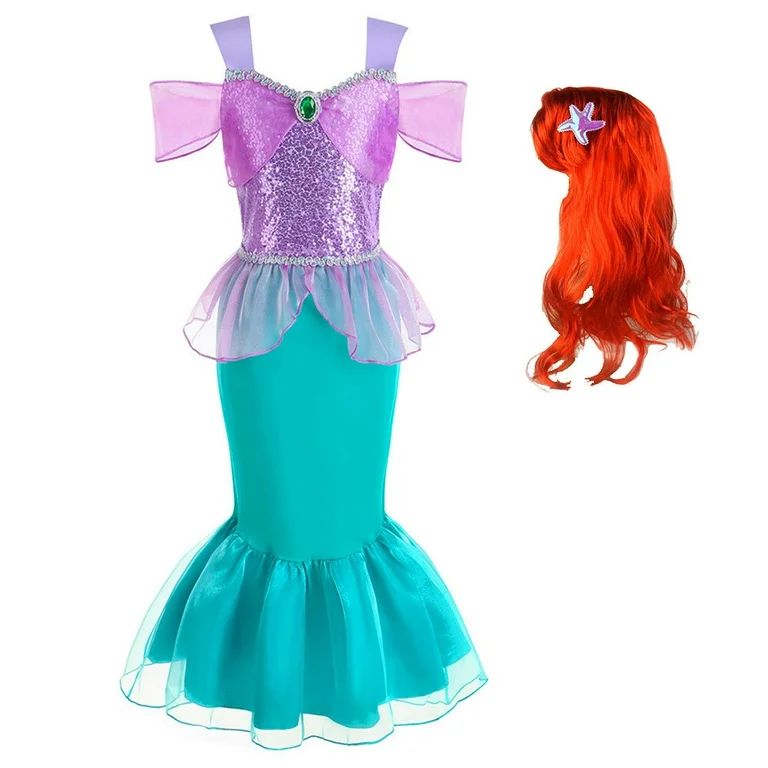 3-7T Girls Ariel Mermaid Dress Princess Dress Party Halloween Costume - Walmart.com | Walmart (US)