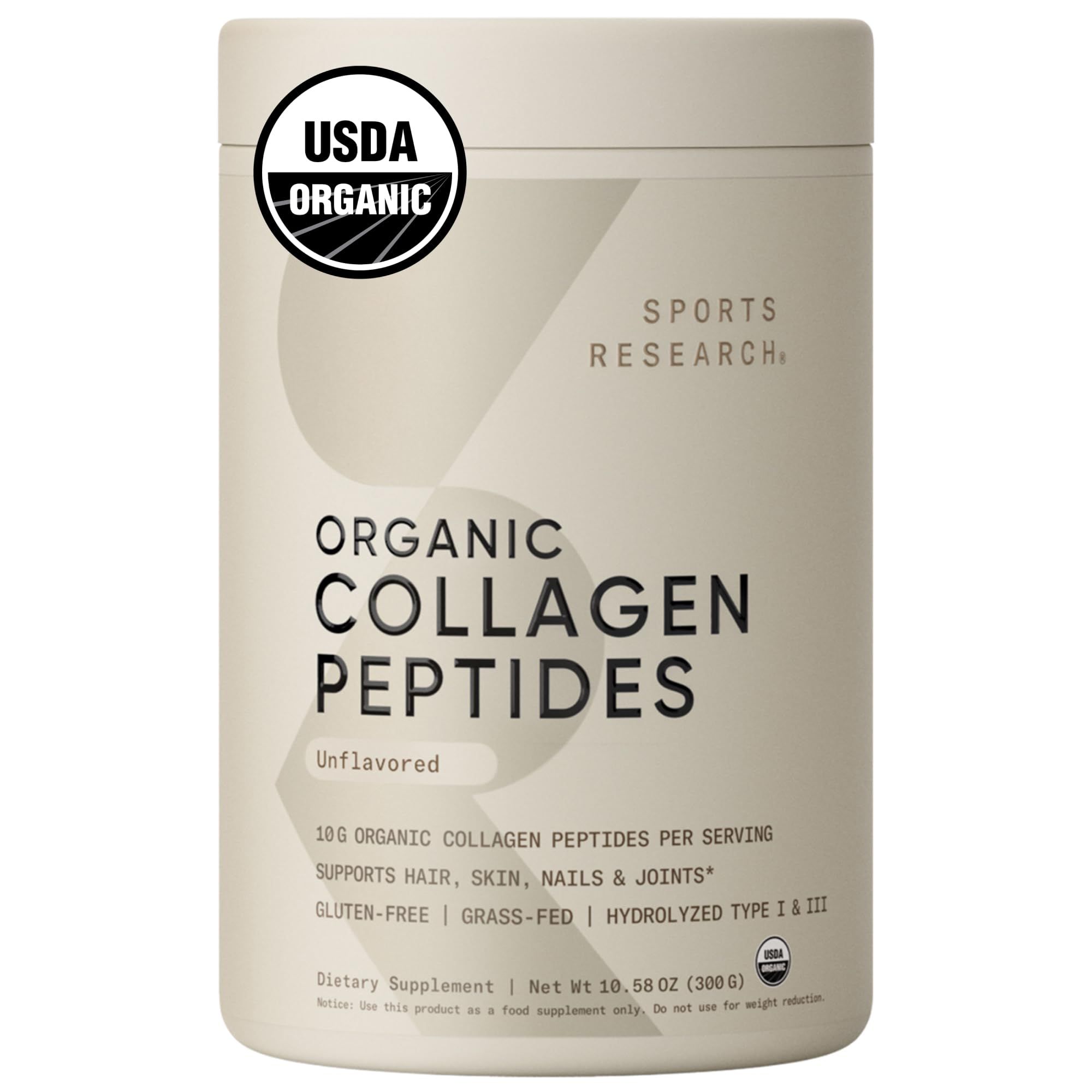 Sports Research Organic Collagen Peptides - Hydrolyzed Type I & III Collagen Protein Powder Made Sus…See more | Amazon (US)
