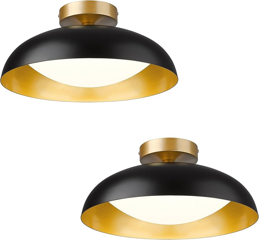 kudos 16 Inch Flush Mount Ceiling Light, 2 Pack LED Ceiling Light Fixtures, 24W 2400Lm Black and ... | Amazon (US)