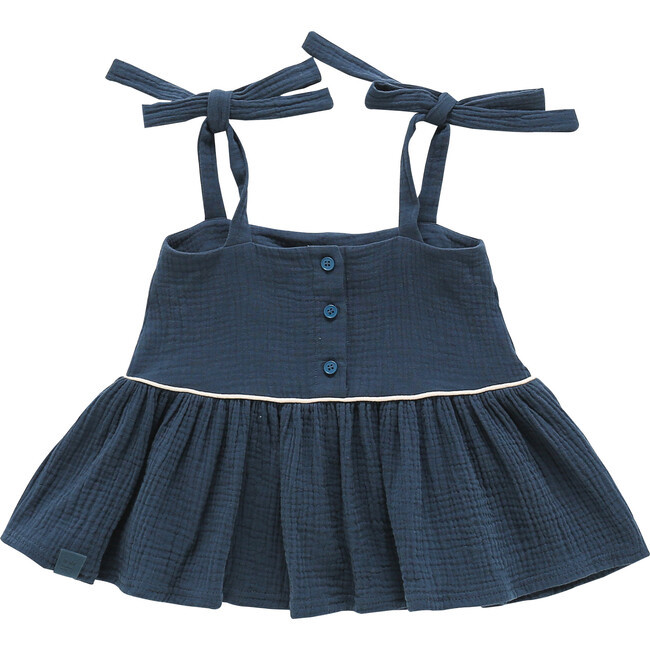 OMAMImini | Baby Peplum Top w/ Ties, (Navy Blue, Size 0-3M) | Maisonette | Maisonette