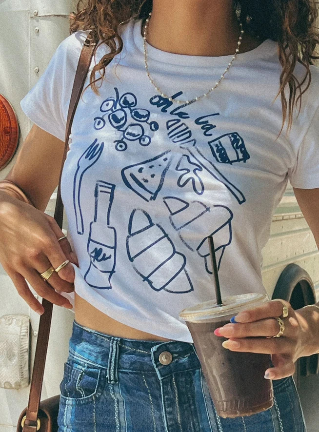 Continental Breakfast Tee White | Princess Polly US
