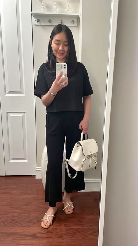 I took this C x Uniqlo cropped t-shirt in XS which is an oversized fit. I would have loved to try XXS for comparison but it sold out in the colors I wanted. 

Eileen Fisher cropped wide leg pants in size P.

Petite outfit idea

#LTKover40 #LTKstyletip #LTKfindsunder50