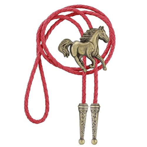GelConnie Red Bolo Tie for Women Rodeo Cowboy Leather Necktie Vintage Gold Bolo Tie for Men Western Ties Running Horse | Amazon (US)