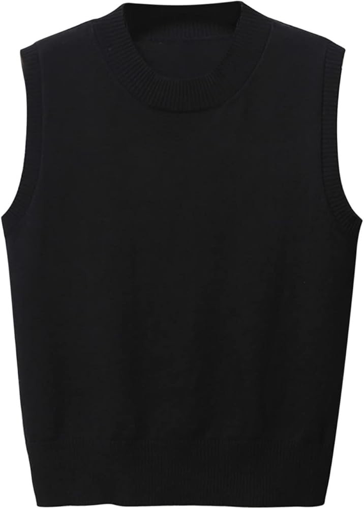 Womens Crew-Neck Knitted Sweater Vest,Sweater Vest,Pure Casual Business Dress Vest,Cable Knit Cro... | Amazon (US)