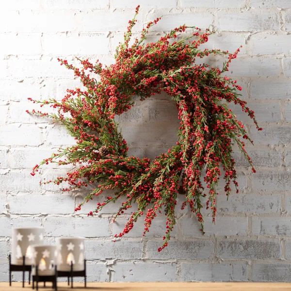 Artificial 27" Cedar And Berry Wreath | Wayfair North America