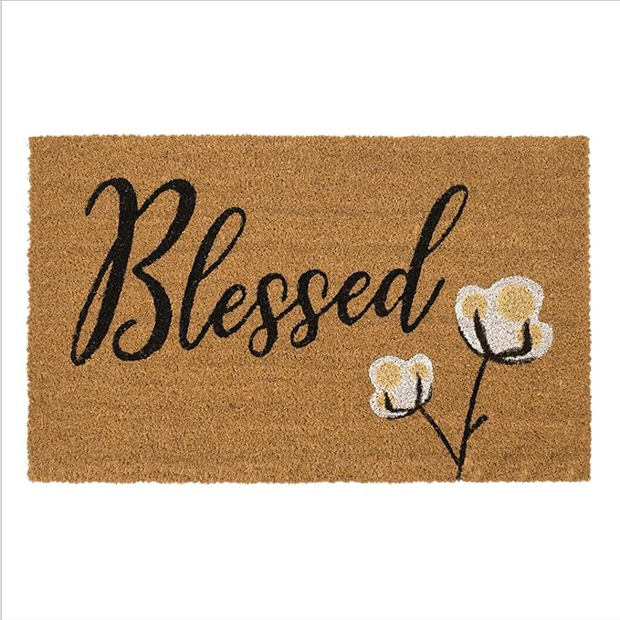 Avera Products | Blessed Cotton Bloom, Natural Coir Fiber Doormat, Anti-Slip PVC Mat Back | 29”... | Amazon (US)