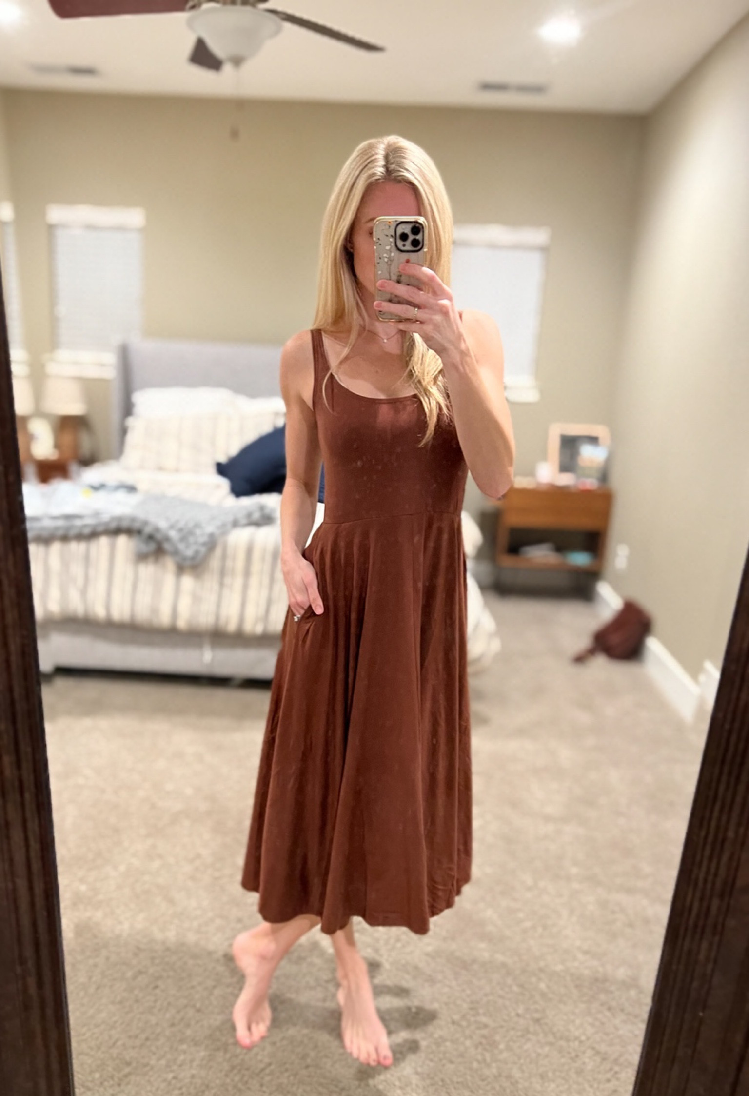 Quince tencel jersey fit and flare dress - wearing size small. Super soft fabric that can be dressed up or down. Perfect to throw in a suitcase for travel / vacation 

Similar to the beyond yoga dress but a fraction of the price 

#ltkfind #competition

#LTKtravel #LTKunder50 #LTKstyletip