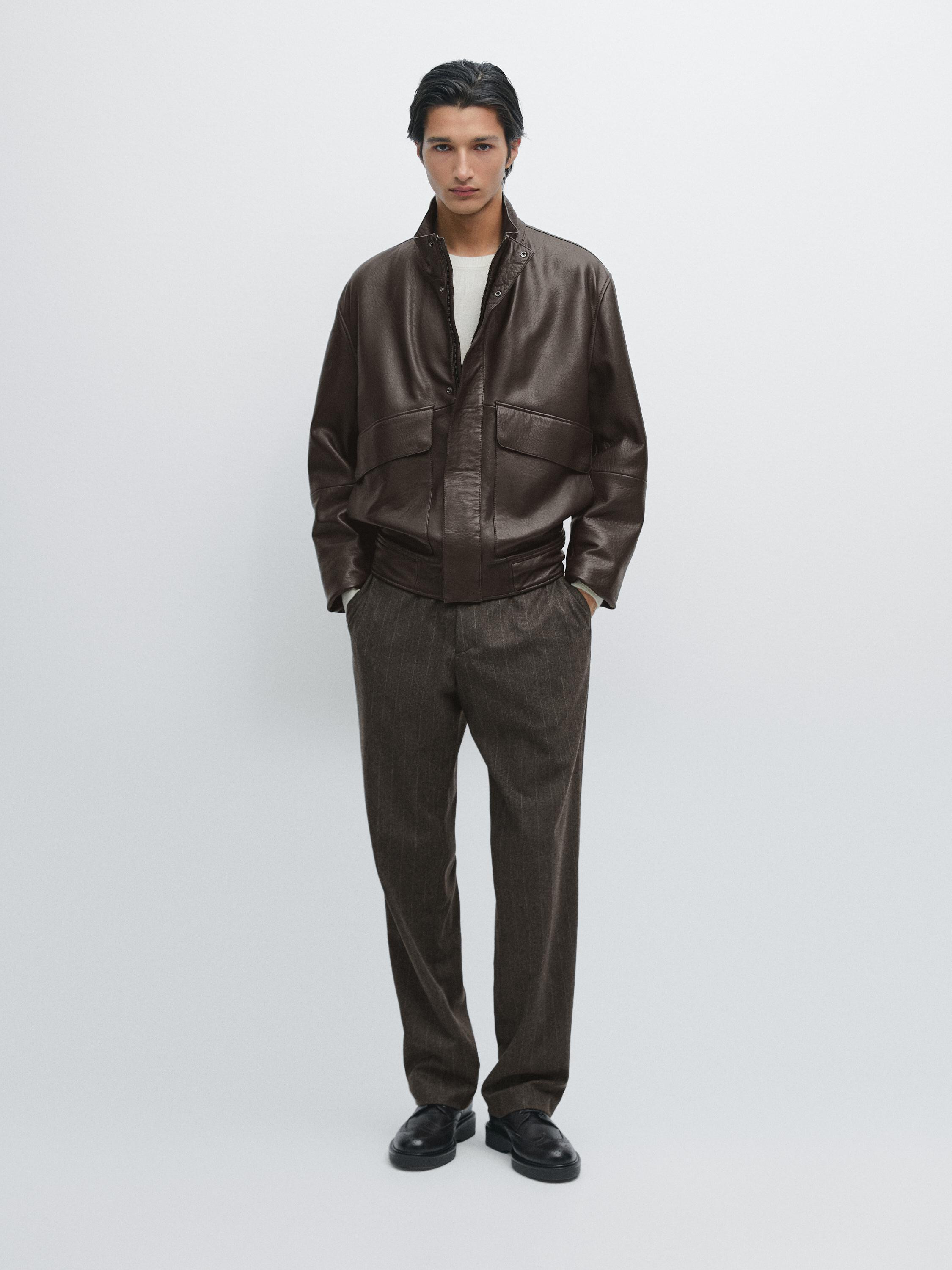 Nappa leather jacket with pockets | Massimo Dutti UK