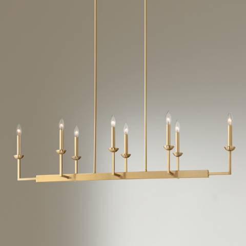Possini Euro Kime 50" Gold 8-Light Modern Trestle Island Chandelier | Lamps Plus