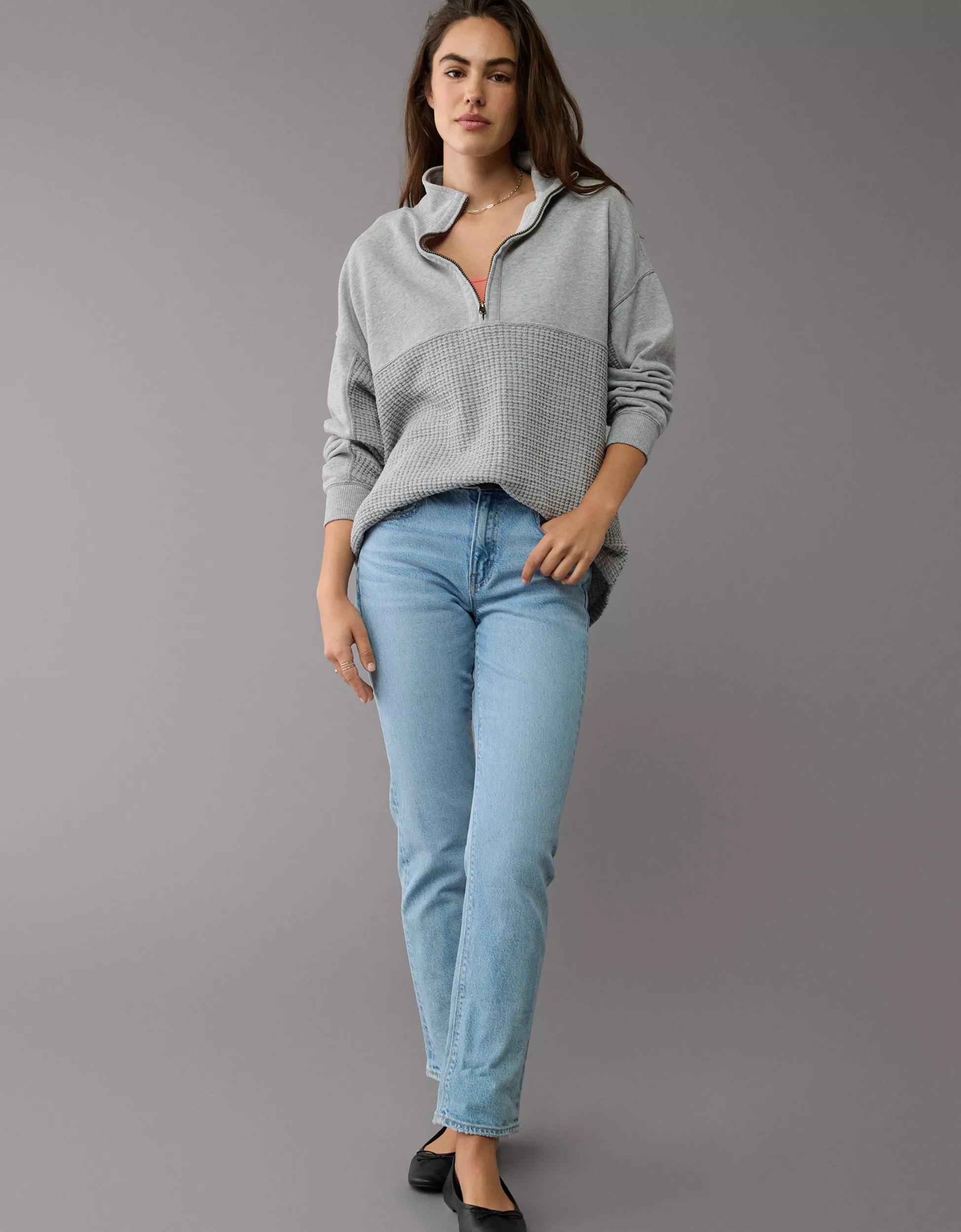 AE Oversized Half-Zip Sweatshirt | American Eagle Outfitters (US & CA)