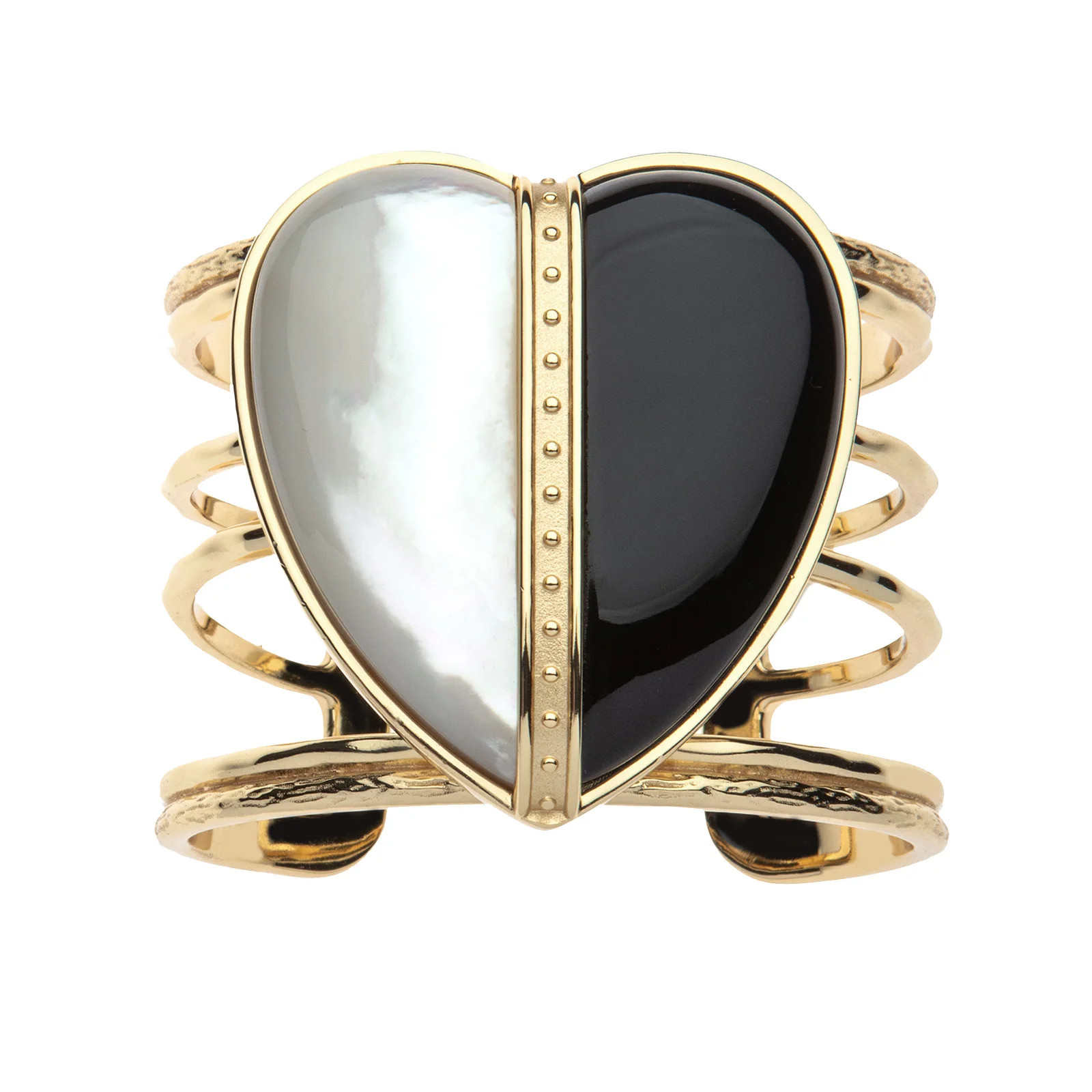 LOVE Split Carry Your Heart Cuff in Mother of Pearl and Black Agate SALE | Jane Win