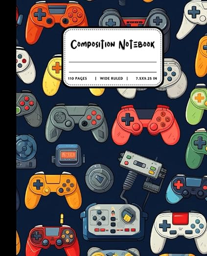 Composition Notebook: Video Game Controllers Illustration - Wide Lined | Modern Notebook For Game... | Amazon (US)